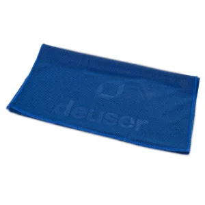 121062b-deuser-ice-towel-blau-30cmx100cm_z2 - Deuser Sports | Solingen Blue rectangular microfiber cleaning cloth with a textured weave on a white background